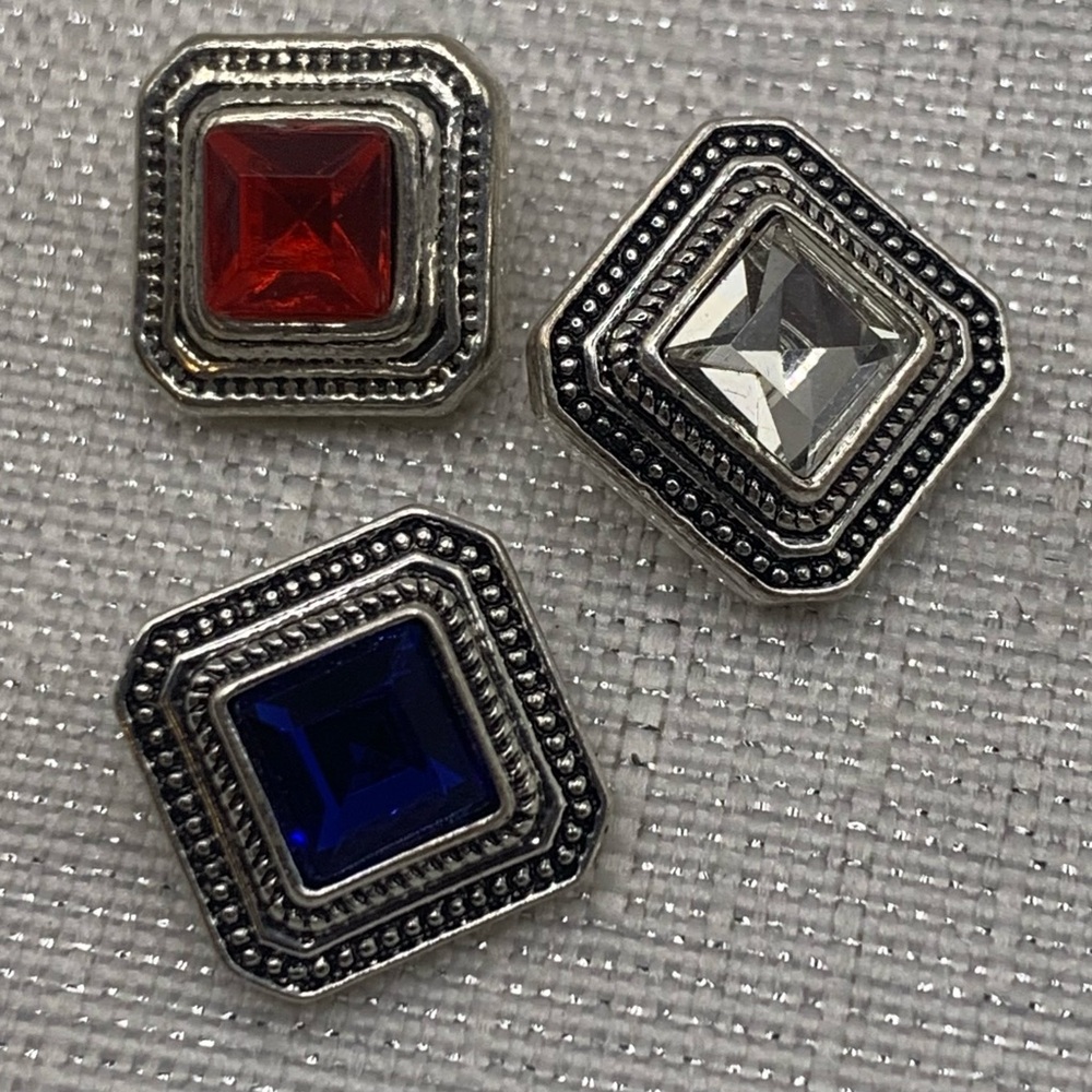 Squares - Set of 3 - PETITE 12mm/13mm - Snap Button Charms